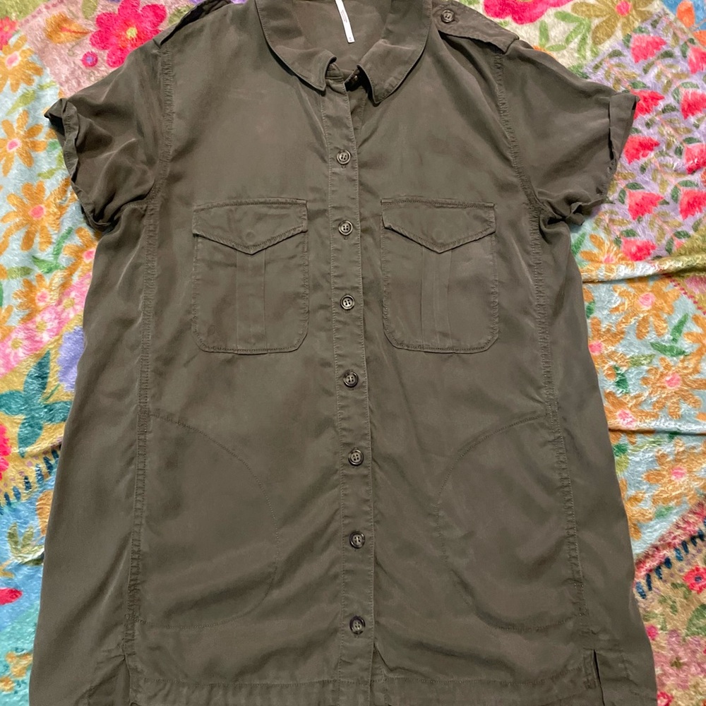 Free People Sage Green Shirt Dress